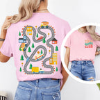 Kids Play Car Race On Mom’s Back Tee Peachy Sunday