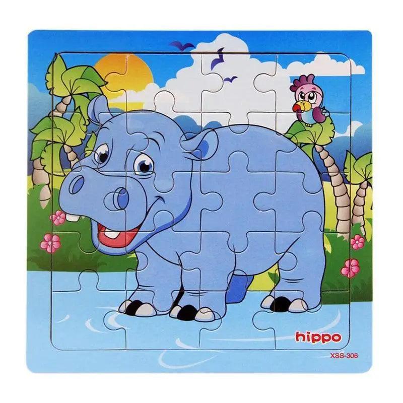 Kids Puzzle Toy Animals and Vehicle Wooden Puzzles Jigsaw Baby Educational Learning Toys for Children Gift - SJB-DIAMOND ELITES