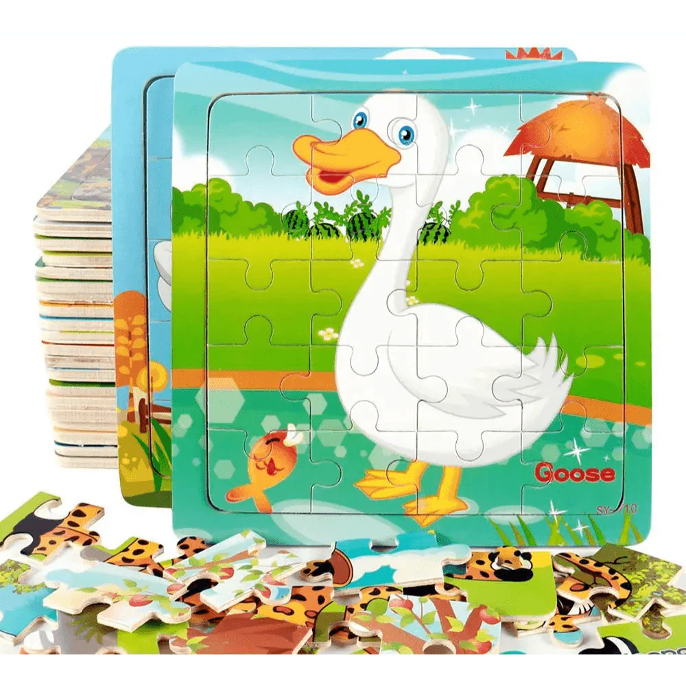 Kids Puzzle Toy Animals and Vehicle Wooden Puzzles Jigsaw Baby Educational Learning Toys for Children Gift - SJB-DIAMOND ELITES