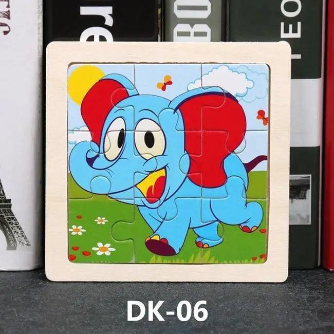 Kids Puzzle Toy Animals and Vehicle Wooden Puzzles Jigsaw Baby Educational Learning Toys for Children Gift - SJB-DIAMOND ELITES
