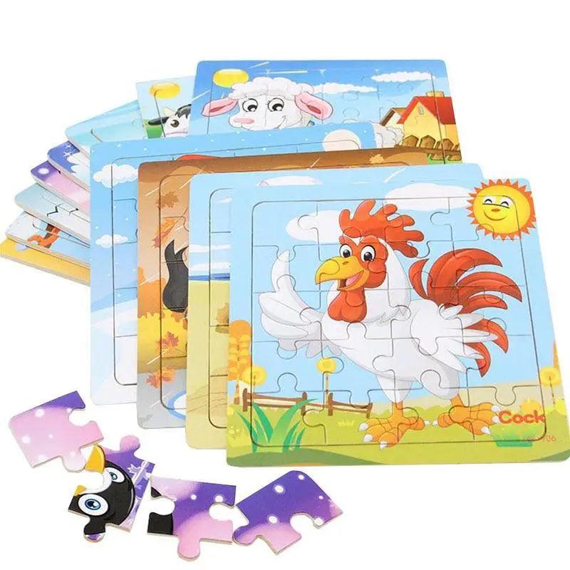 Kids Puzzle Toy Animals and Vehicle Wooden Puzzles Jigsaw Baby Educational Learning Toys for Children Gift - SJB-DIAMOND ELITES