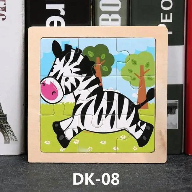 Kids Puzzle Toy Animals and Vehicle Wooden Puzzles Jigsaw Baby Educational Learning Toys for Children Gift - SJB-DIAMOND ELITES