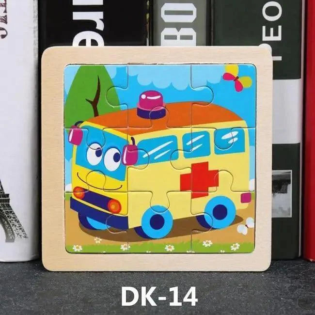 Kids Puzzle Toy Animals and Vehicle Wooden Puzzles Jigsaw Baby Educational Learning Toys for Children Gift - SJB-DIAMOND ELITES