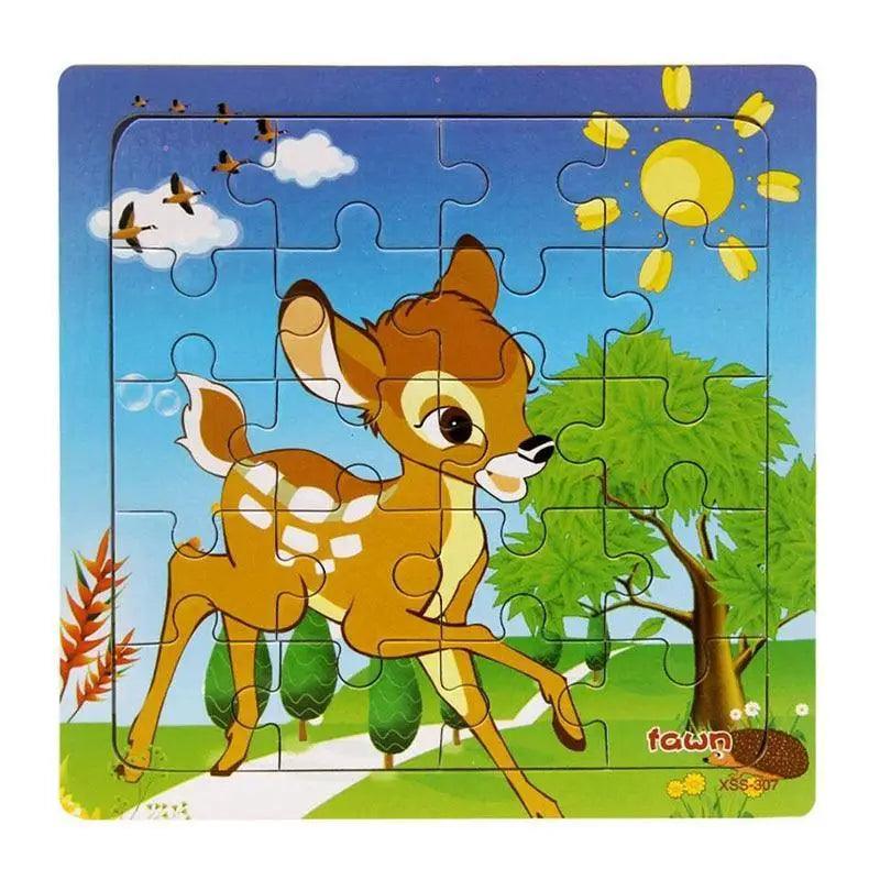 Kids Puzzle Toy Animals and Vehicle Wooden Puzzles Jigsaw Baby Educational Learning Toys for Children Gift - SJB-DIAMOND ELITES