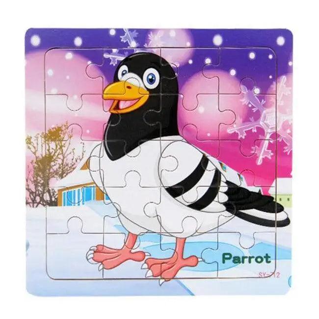 Kids Puzzle Toy Animals and Vehicle Wooden Puzzles Jigsaw Baby Educational Learning Toys for Children Gift - SJB-DIAMOND ELITES