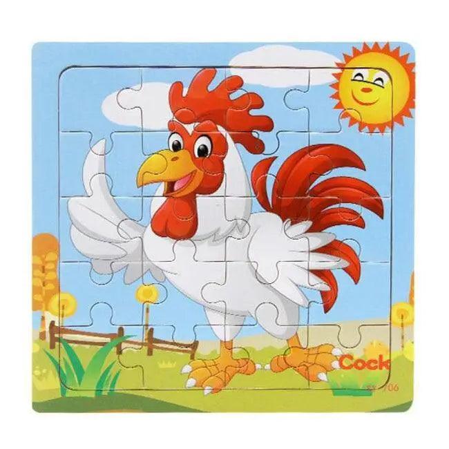 Kids Puzzle Toy Animals and Vehicle Wooden Puzzles Jigsaw Baby Educational Learning Toys for Children Gift - SJB-DIAMOND ELITES