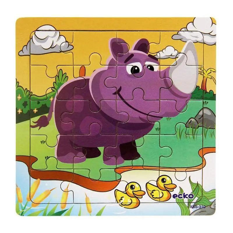 Kids Puzzle Toy Animals and Vehicle Wooden Puzzles Jigsaw Baby Educational Learning Toys for Children Gift - SJB-DIAMOND ELITES