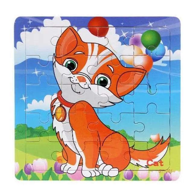 Kids Puzzle Toy Animals and Vehicle Wooden Puzzles Jigsaw Baby Educational Learning Toys for Children Gift - SJB-DIAMOND ELITES
