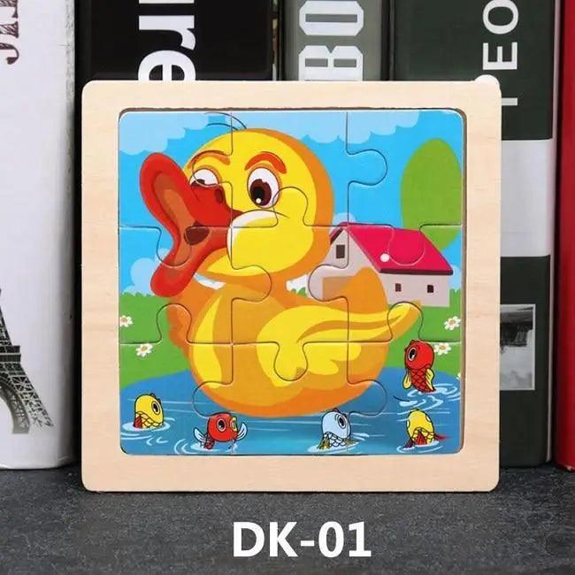 Kids Puzzle Toy Animals and Vehicle Wooden Puzzles Jigsaw Baby Educational Learning Toys for Children Gift - SJB-DIAMOND ELITES