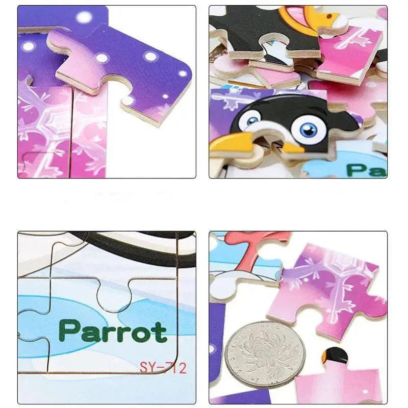 Kids Puzzle Toy Animals and Vehicle Wooden Puzzles Jigsaw Baby Educational Learning Toys for Children Gift - SJB-DIAMOND ELITES