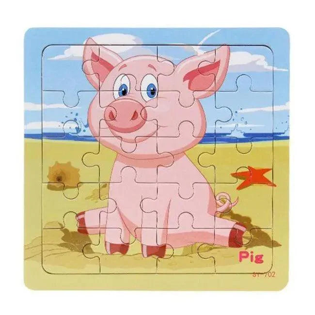 Kids Puzzle Toy Animals and Vehicle Wooden Puzzles Jigsaw Baby Educational Learning Toys for Children Gift - SJB-DIAMOND ELITES