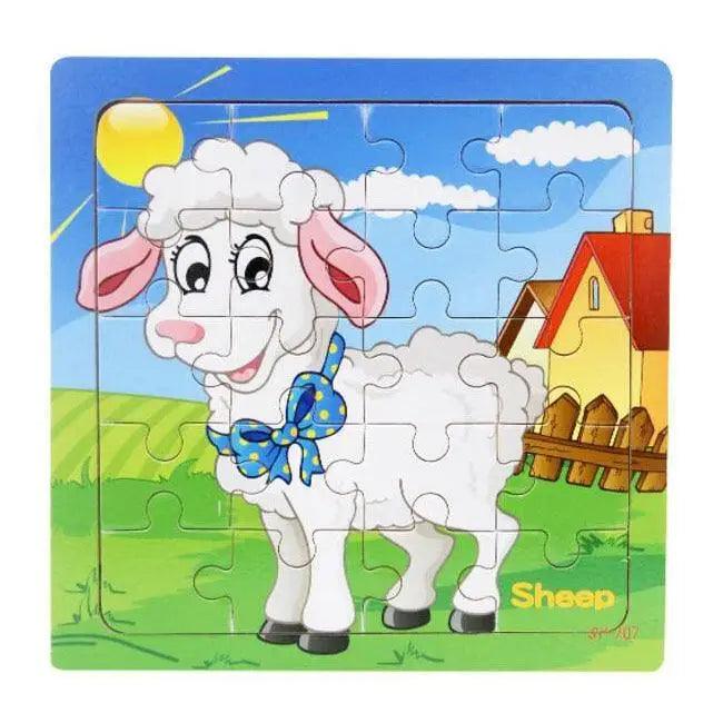 Kids Puzzle Toy Animals and Vehicle Wooden Puzzles Jigsaw Baby Educational Learning Toys for Children Gift - SJB-DIAMOND ELITES