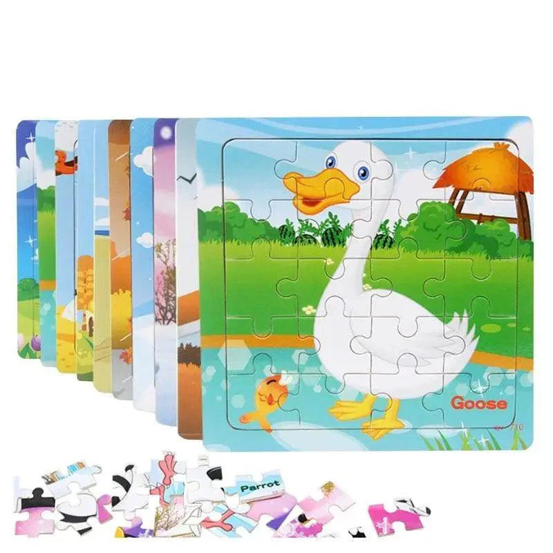 Kids Puzzle Toy Animals and Vehicle Wooden Puzzles Jigsaw Baby Educational Learning Toys for Children Gift - SJB-DIAMOND ELITES