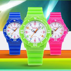 Kids Quartz Watches 50M Waterproof Analog Wristwatches Jelly Clock Students Watch Children PU Band Watch Childrens Analog Wrist Watch With Protective Design Simple Watch For Girls And Boys Stevvex
