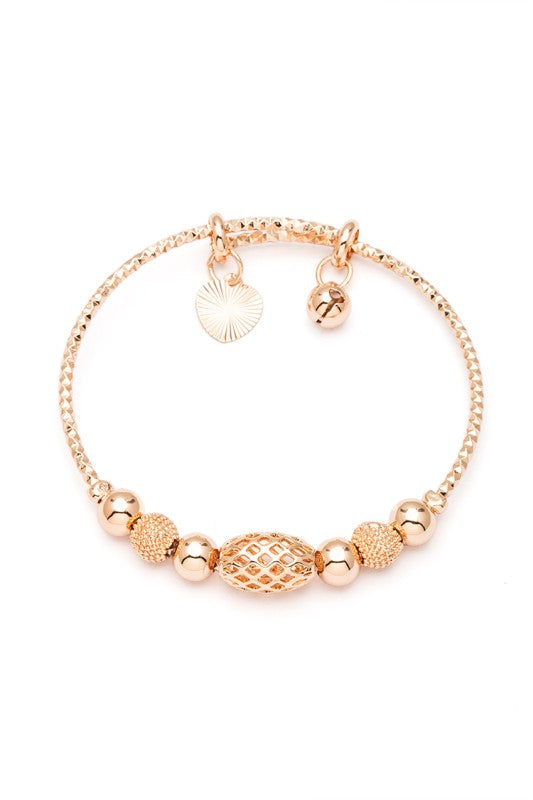 Kids Rolling Charm Stainless Steel Bangle Bracelet