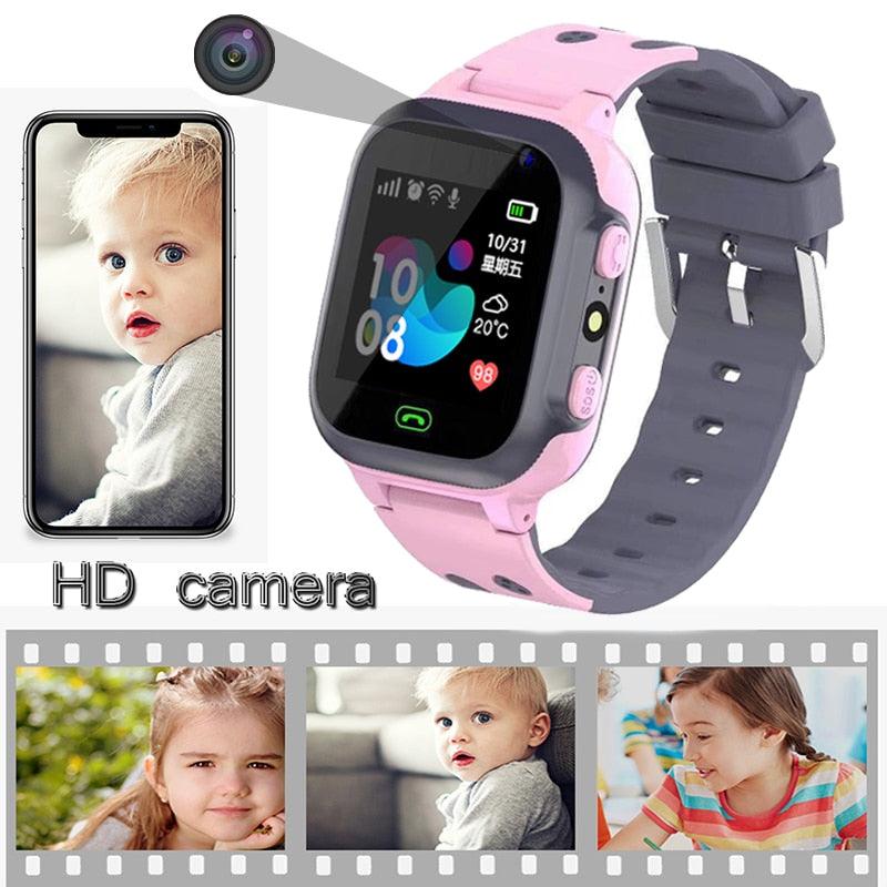 Kids Smart Watch Sim Card GPS Call Phone Smartwatch For Children SOS Photo Waterproof Camera Location Tracker Smart Watch For Kids 2 Way Voice Video Call SOS Alert Smartphone Cell Phone Smart Watch Stevvex
