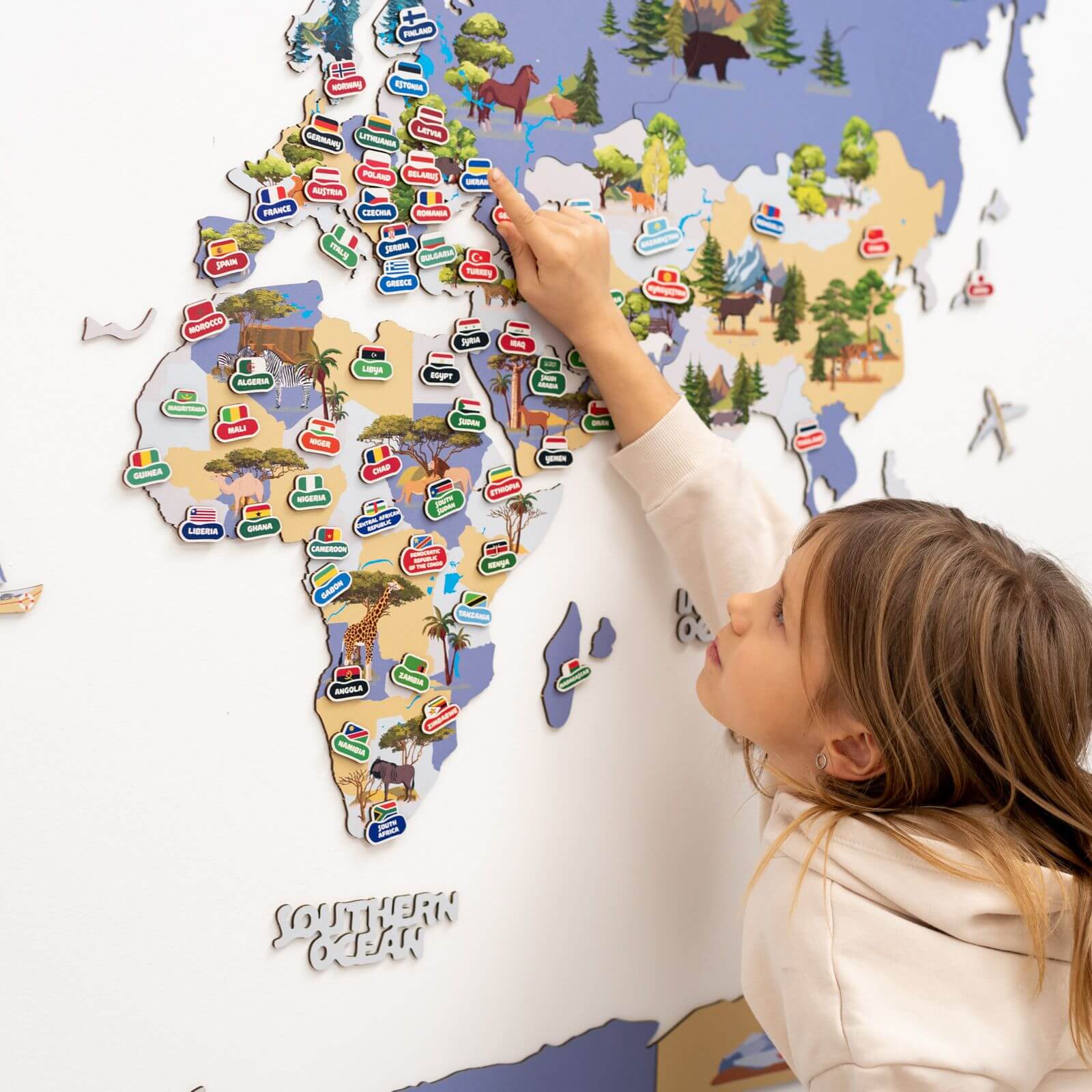 Animal World Map Indigo - SJB-DIAMOND ELITES
