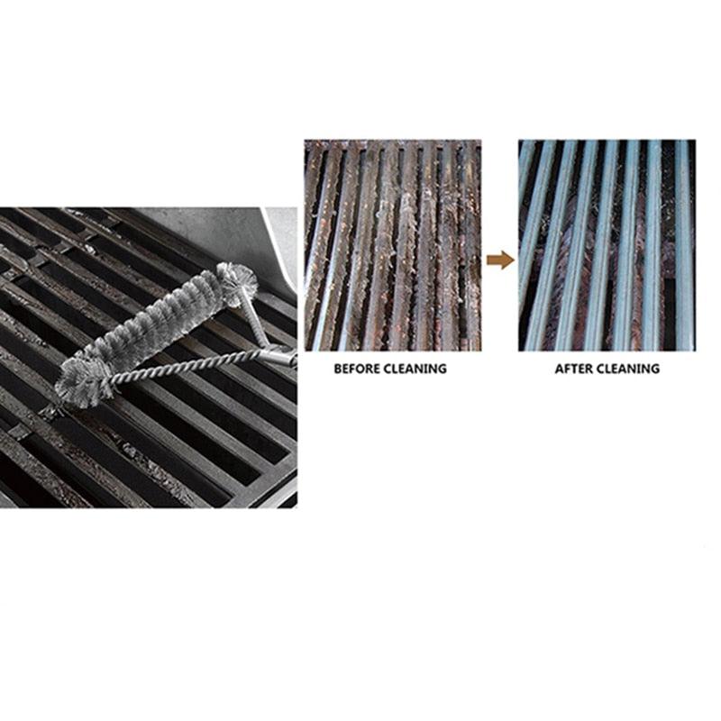 Kitchen Accessories BBQ Grill Barbecue Kit Cleaning Brush Stainless Steel Cooking Tools Wire Bristles Cleaning Brushes Triangle Wire Barbecue Cleaning Brush Portable Anti Rust Durable Handheld Stainless Steel Wire BBQ Grill Brush Stevvex