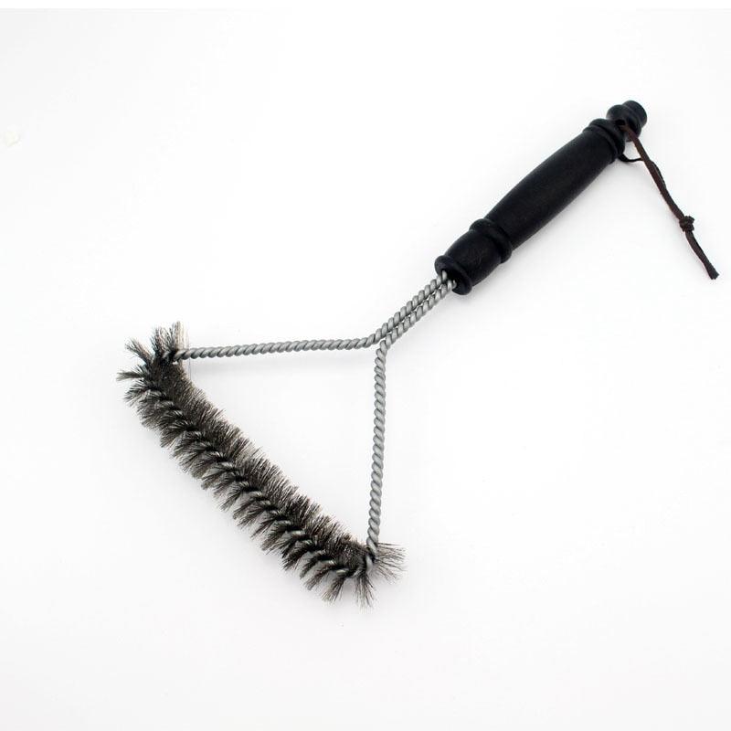 Kitchen Accessories BBQ Grill Barbecue Kit Cleaning Brush Stainless Steel Cooking Tools Wire Bristles Cleaning Brushes Triangle Wire Barbecue Cleaning Brush Portable Anti Rust Durable Handheld Stainless Steel Wire BBQ Grill Brush Stevvex