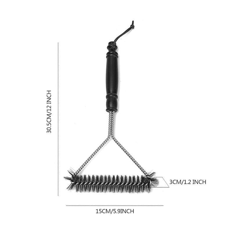 Kitchen Accessories BBQ Grill Barbecue Kit Cleaning Brush Stainless Steel Cooking Tools Wire Bristles Cleaning Brushes Triangle Wire Barbecue Cleaning Brush Portable Anti Rust Durable Handheld Stainless Steel Wire BBQ Grill Brush Stevvex