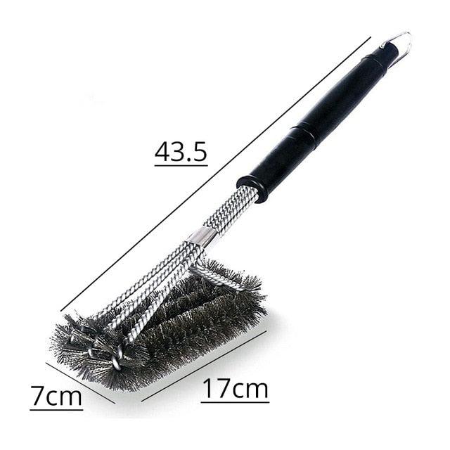 Kitchen Accessories BBQ Grill Barbecue Kit Cleaning Brush Stainless Steel Cooking Tools Wire Bristles Cleaning Brushes Triangle Wire Barbecue Cleaning Brush Portable Anti Rust Durable Handheld Stainless Steel Wire BBQ Grill Brush Stevvex