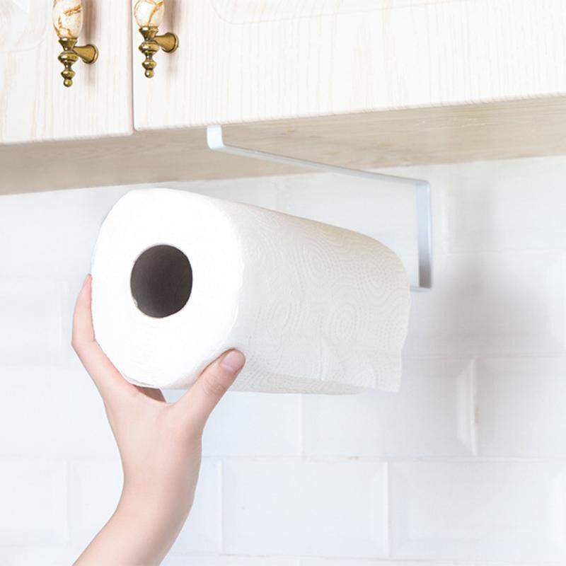 Kitchen Bathroom Toilet Paper Holder Tissue Storage Organizers Rack Roll Paper Holder Hanging Towel Holder Home Durable Roll Paper Towel Rack For Kitchen Bathroom Toilet Pantry Decor Stevvex