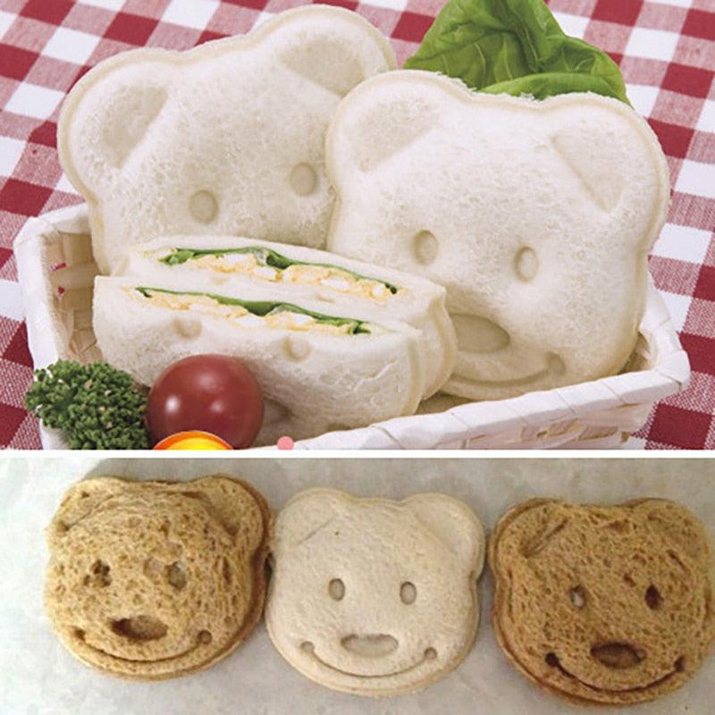 Kitchen Breakfast Bear Sandwich Mold Bread Biscuit Cake Tool Making Mold Household Making Accessories Bear Shape Sandwich Mold Cutter Yellow Bread Sandwich Shapers Maker For Kids Stevvex
