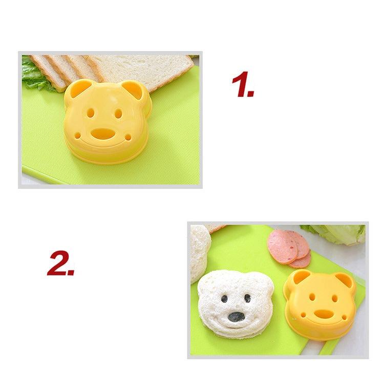 Kitchen Breakfast Bear Sandwich Mold Bread Biscuit Cake Tool Making Mold Household Making Accessories Bear Shape Sandwich Mold Cutter Yellow Bread Sandwich Shapers Maker For Kids Stevvex