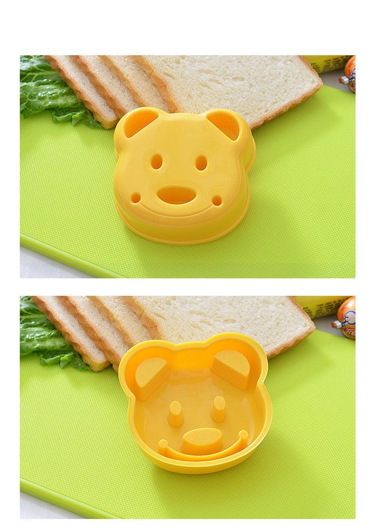 Kitchen Breakfast Bear Sandwich Mold Bread Biscuit Cake Tool Making Mold Household Making Accessories Bear Shape Sandwich Mold Cutter Yellow Bread Sandwich Shapers Maker For Kids Stevvex