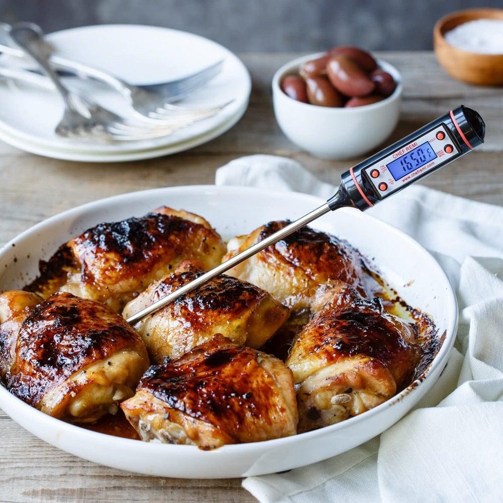 Kitchen Digital BBQ Food Thermometer Meat Cake Candy Fry Grill Dinning Household  Meat Thermometer Digital Instant Read Food Meat Thermometer with Long Probe Cooking Thermometer for Kitchen BBQ Grill and Cooking Thermometer  Oven Thermometer Tool Stevvex