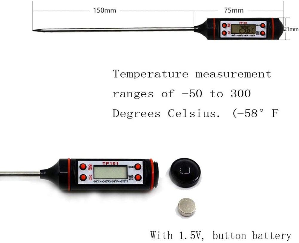 Kitchen Digital BBQ Food Thermometer Meat Cake Candy Fry Grill Dinning Household  Meat Thermometer Digital Instant Read Food Meat Thermometer with Long Probe Cooking Thermometer for Kitchen BBQ Grill and Cooking Thermometer  Oven Thermometer Tool Stevvex