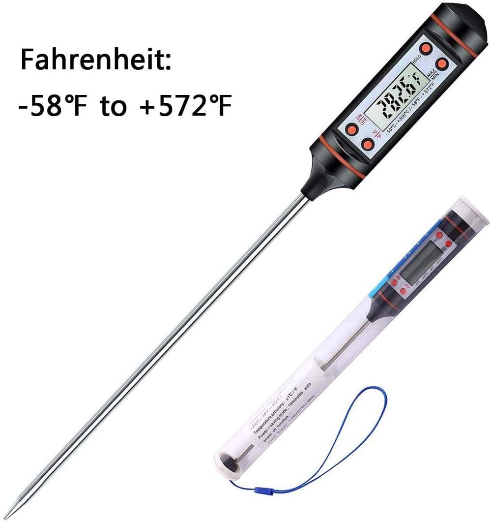 Kitchen Digital BBQ Food Thermometer Meat Cake Candy Fry Grill Dinning Household  Meat Thermometer Digital Instant Read Food Meat Thermometer with Long Probe Cooking Thermometer for Kitchen BBQ Grill and Cooking Thermometer  Oven Thermometer Tool Stevvex
