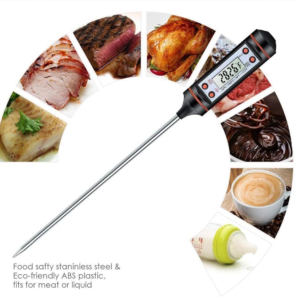 Kitchen Digital BBQ Food Thermometer Meat Cake Candy Fry Grill Dinning Household  Meat Thermometer Digital Instant Read Food Meat Thermometer with Long Probe Cooking Thermometer for Kitchen BBQ Grill and Cooking Thermometer  Oven Thermometer Tool Stevvex