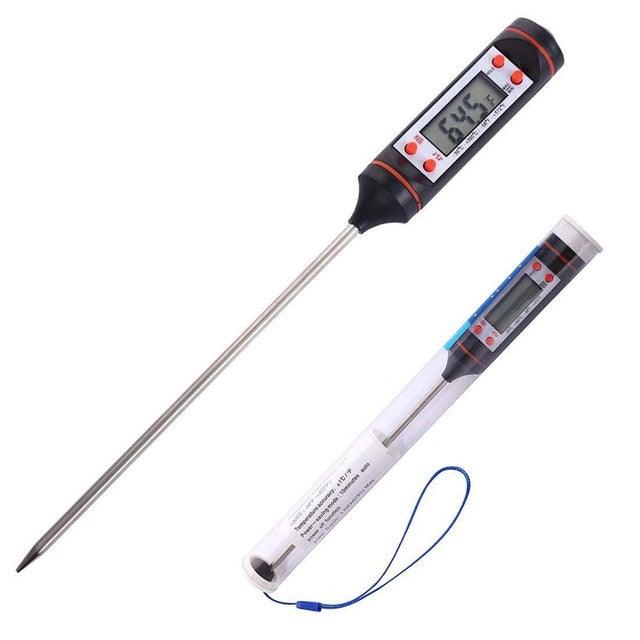 Kitchen Digital BBQ Food Thermometer Meat Cake Candy Fry Grill Dinning Household  Meat Thermometer Digital Instant Read Food Meat Thermometer with Long Probe Cooking Thermometer for Kitchen BBQ Grill and Cooking Thermometer  Oven Thermometer Tool Stevvex