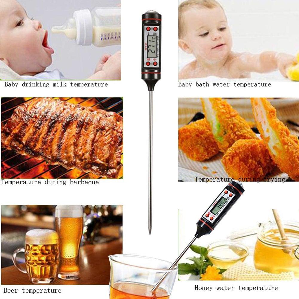 Kitchen Digital BBQ Food Thermometer Meat Cake Candy Fry Grill Dinning Household  Meat Thermometer Digital Instant Read Food Meat Thermometer with Long Probe Cooking Thermometer for Kitchen BBQ Grill and Cooking Thermometer  Oven Thermometer Tool Stevvex
