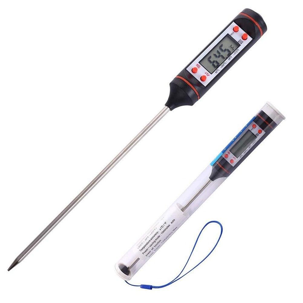 Kitchen Digital BBQ Food Thermometer Meat Cake Candy Fry Grill Dinning Household  Meat Thermometer Digital Instant Read Food Meat Thermometer with Long Probe Cooking Thermometer for Kitchen BBQ Grill and Cooking Thermometer  Oven Thermometer Tool Stevvex
