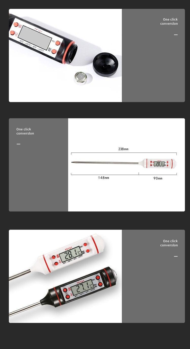 Kitchen Digital BBQ Food Thermometer Meat Cake Candy Fry Grill Dinning Household Waterproof Instant Read Meat Thermometer for Cooking Digital Food Thermometer For Cooking IP67 Waterproof Kitchen Thermometer Probe With Cooking Thermometer Oven Tool Stevvex