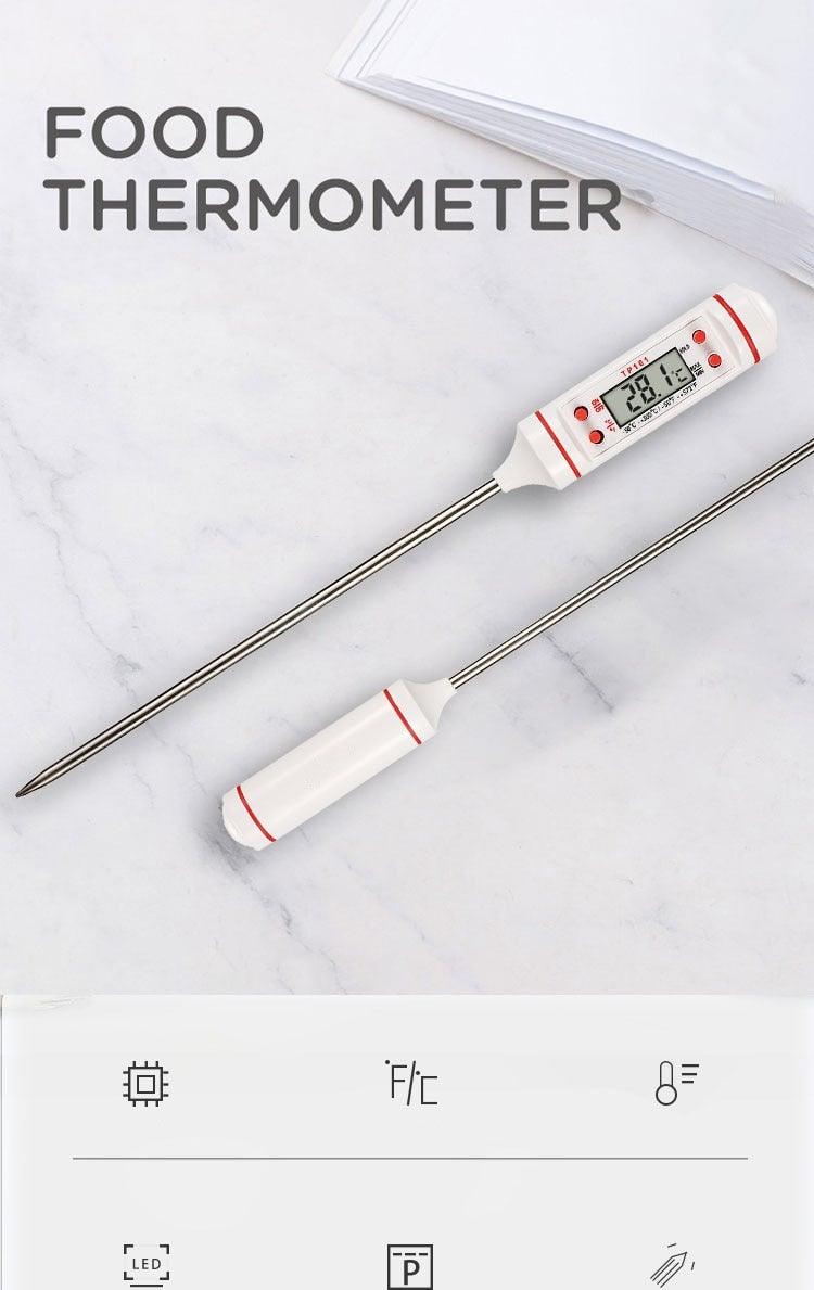 Kitchen Digital BBQ Food Thermometer Meat Cake Candy Fry Grill Dinning Household Waterproof Instant Read Meat Thermometer for Cooking Digital Food Thermometer For Cooking IP67 Waterproof Kitchen Thermometer Probe With Cooking Thermometer Oven Tool Stevvex
