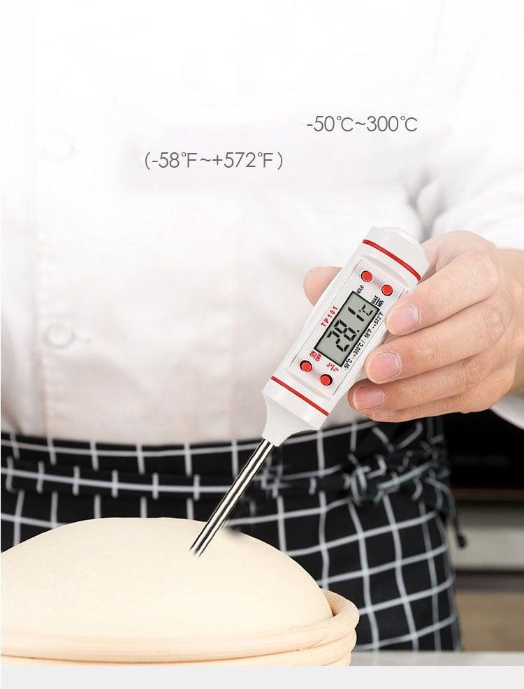 Kitchen Digital BBQ Food Thermometer Meat Cake Candy Fry Grill Dinning Household Waterproof Instant Read Meat Thermometer for Cooking Digital Food Thermometer For Cooking IP67 Waterproof Kitchen Thermometer Probe With Cooking Thermometer Oven Tool Stevvex