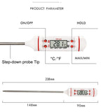 Kitchen Digital BBQ Food Thermometer Meat Cake Candy Fry Grill Dinning Household Waterproof Instant Read Meat Thermometer for Cooking Digital Food Thermometer For Cooking IP67 Waterproof Kitchen Thermometer Probe With Cooking Thermometer Oven Tool Stevvex
