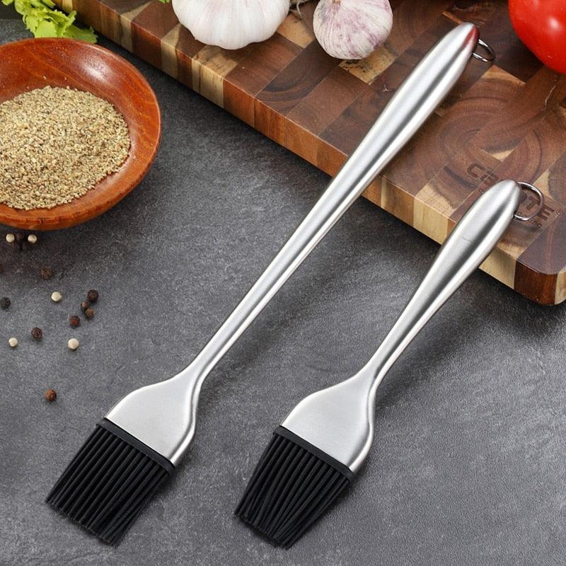 Kitchen Oil Brush BBQ Grill Basting Brush Stainless Steel Handle Pastry Brush Barbecue Cooking Brush BBQ Kitchen Tools String Brush BBQ Pastry Brush Stainless Steel BBQ Sauce Oil Pastry Brush for Baking BBQ Accessories Stevvex