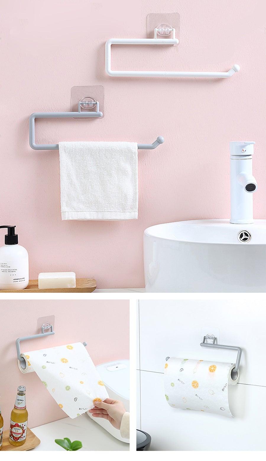 Kitchen Paper Roll Holder Towel Hanger Rack Toilet Paper Holders Bathroom Organizer Shelf Bar Cabinet Rag Hanging Holder Kitchen Tissue Roll Holder Wall Mounted Paper Holder Under Kitchen Cabinet For Shower Bathroom Stevvex