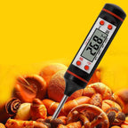 Kitchen Probe Thermometer 304 Stainless Steel Measuring Food Barbecue Milk Soup Oil Thermometer Digital Water Thermometer for Liquid Candle Instant Read With Waterproof For Food Meat Milk Long Probe Stevvex