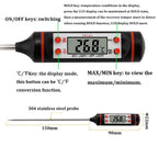Kitchen Probe Thermometer 304 Stainless Steel Measuring Food Barbecue Milk Soup Oil Thermometer Digital Water Thermometer for Liquid Candle Instant Read With Waterproof For Food Meat Milk Long Probe Stevvex