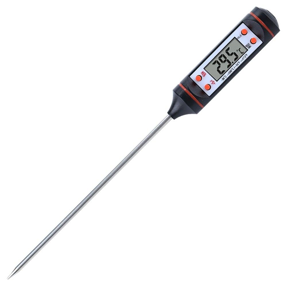 Kitchen Probe Thermometer 304 Stainless Steel Measuring Food Barbecue Milk Soup Oil Thermometer Digital Water Thermometer for Liquid Candle Instant Read With Waterproof For Food Meat Milk Long Probe Stevvex