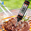 Kitchen Probe Thermometer 304 Stainless Steel Measuring Food Barbecue Milk Soup Oil Thermometer Digital Water Thermometer for Liquid Candle Instant Read With Waterproof For Food Meat Milk Long Probe Stevvex