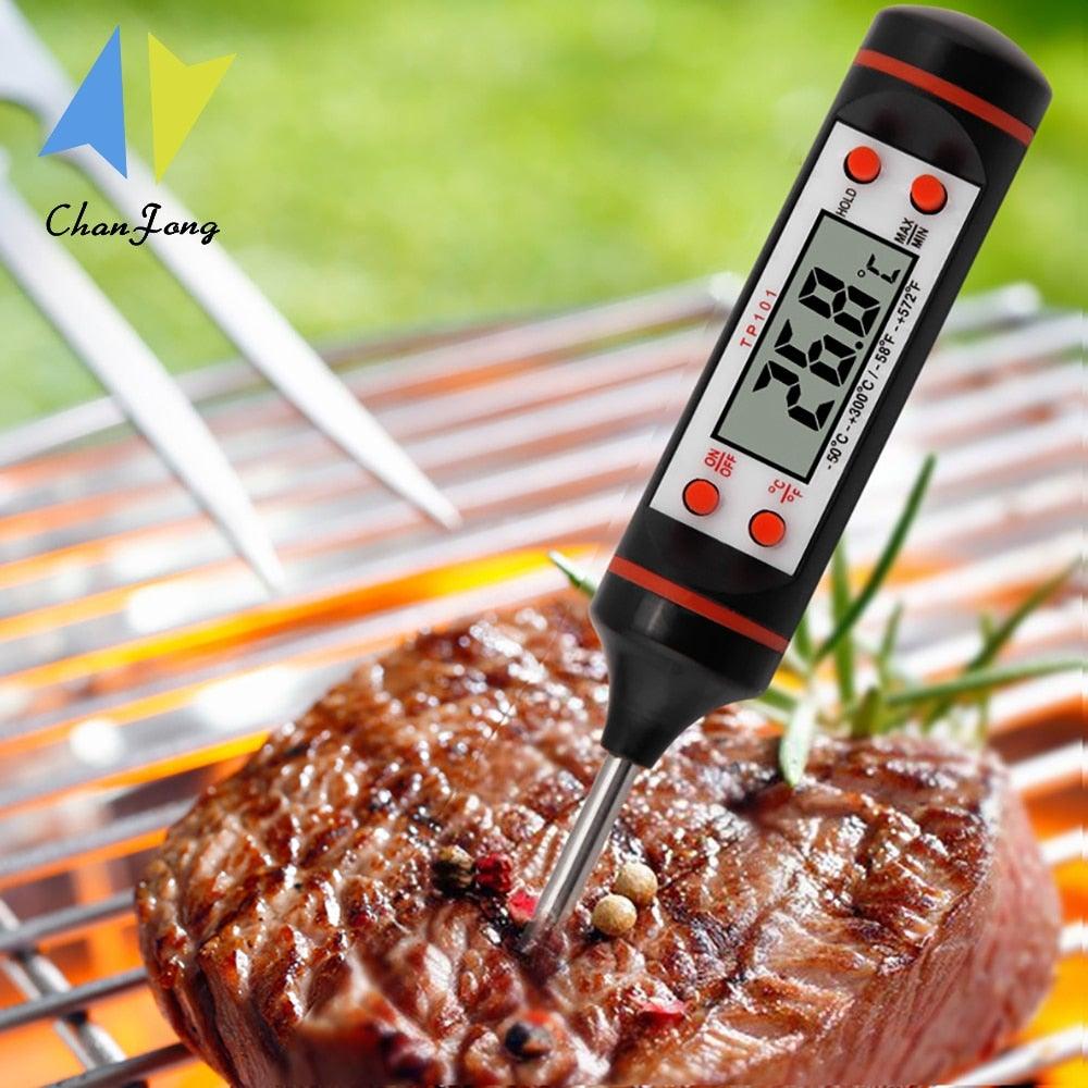 Kitchen Probe Thermometer 304 Stainless Steel Measuring Food Barbecue Milk Soup Oil Thermometer Digital Water Thermometer for Liquid Candle Instant Read With Waterproof For Food Meat Milk Long Probe Stevvex