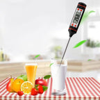 Kitchen Probe Thermometer 304 Stainless Steel Measuring Food Barbecue Milk Soup Oil Thermometer Digital Water Thermometer for Liquid Candle Instant Read With Waterproof For Food Meat Milk Long Probe Stevvex