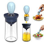 Kitchen Silicone Oil Bottle Portable Sauce Seasoning Tool Cooking Baking BBQ Quantitative Brush Dispenser Universal Accessories Glass Olive Bottle with Silicone Brush and Dropper Measuring Container for Kitchen Cooking Pancake Frying BBQ Accessories Stevvex