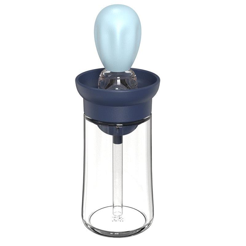 Kitchen Silicone Oil Bottle Portable Sauce Seasoning Tool Cooking Baking BBQ Quantitative Brush Dispenser Universal Accessories Glass Olive Bottle with Silicone Brush and Dropper Measuring Container for Kitchen Cooking Pancake Frying BBQ Accessories Stevvex